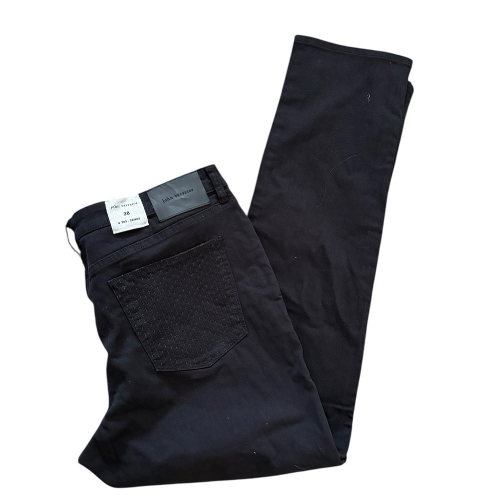 John Varvatos JV 703 Skinny Fit Black Jean Sz 38X32 Cotton Stretch Designer NWT